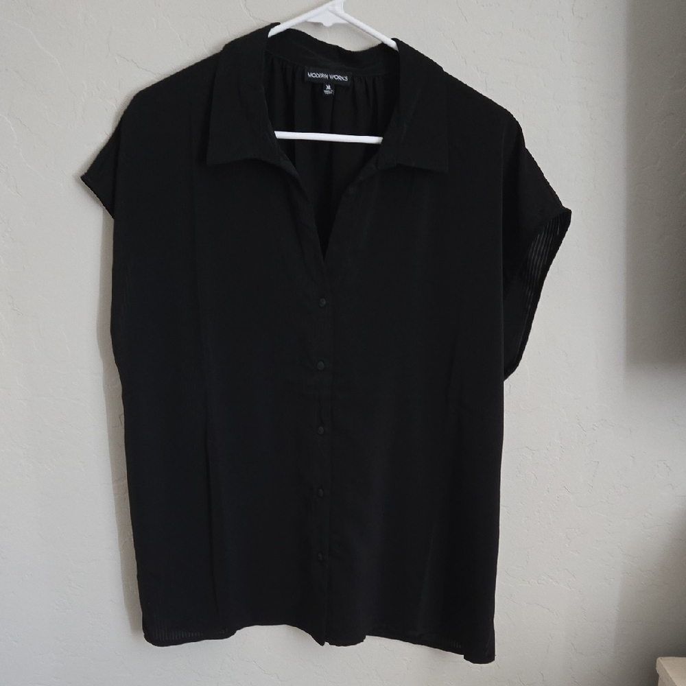 Modern Black Button Down Shirt for Women